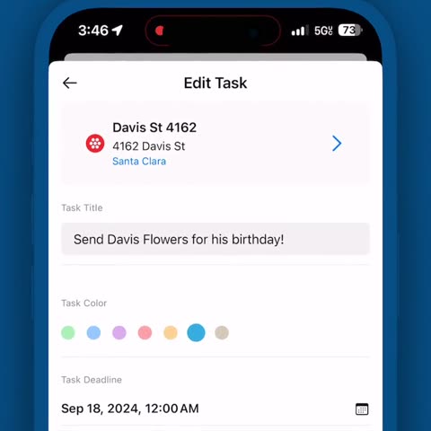 Screen recording: logging outcomes and checking off follow-up reminders in the daily task list